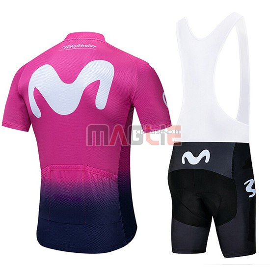 Maglia Movistar Manica Corta 2019 Nero Rosa